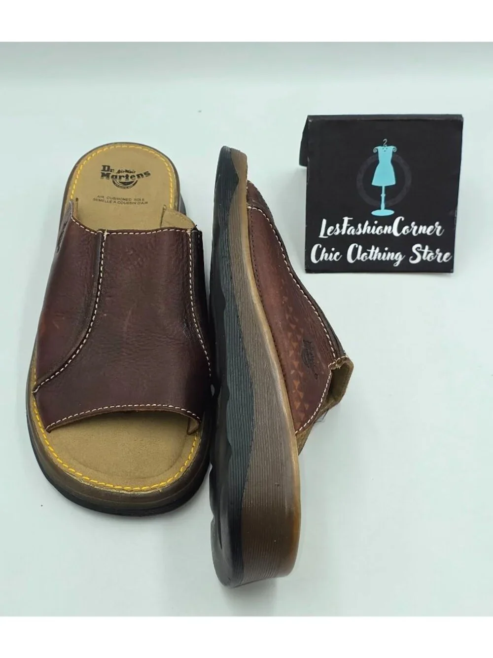 VTG Dr. Martens Men's Brown Leather Air-Cushioned Slide Mules Sandals Sz 8 3830